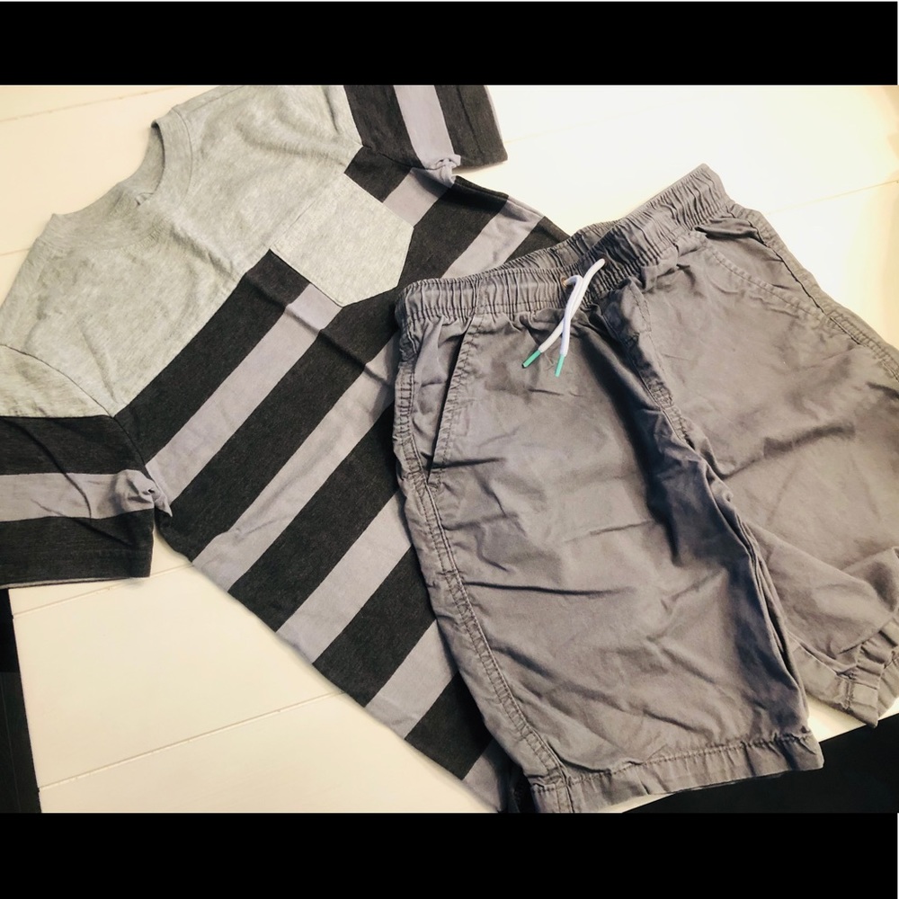 Cat and Jack Shirt and Shorts Boys 8/10 Gray